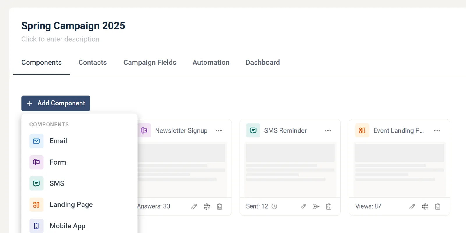 Campaign components in eMarketeer