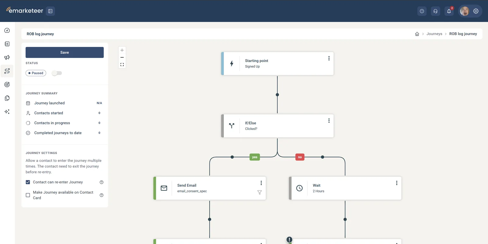 Journey builder in eMarketeer